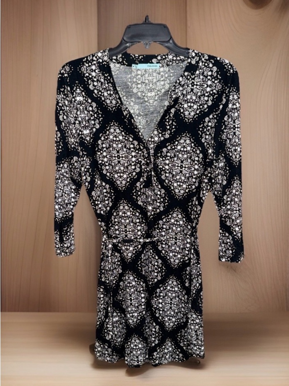 NwoT Maurices Black and White Floral Print Mini Dess—M-EC